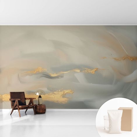 Newroom Tapete Dekorative Vliestapete mit Kleber Modern für Wohnzimmer Schlafzimmer Sanfte Striche 416x254 cm (1/5)