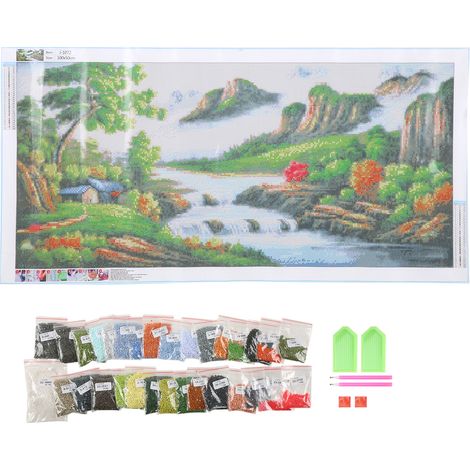 Peinture strass toile ronde perles paysage motif DIY décoration murale maison (1/5)