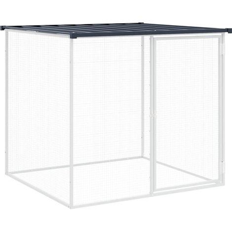 Recinto per pollaio in gabbia per galline con tetto 103 x 98 x 90 cm in acciaio zincato antracite 020043970