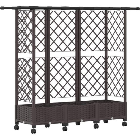vidaXL Cama elevada con trellis y techo Marrón 164 x 40 x 127 cm PP (1/2)