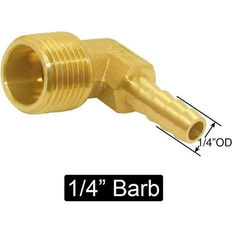 Raccord Coudé 90° - Laiton - 1/4 Pouces Cannelé x 3/8 Pouces NPT Mâle - Pour Eau Air Carburant - Lot De 2 (1/3)