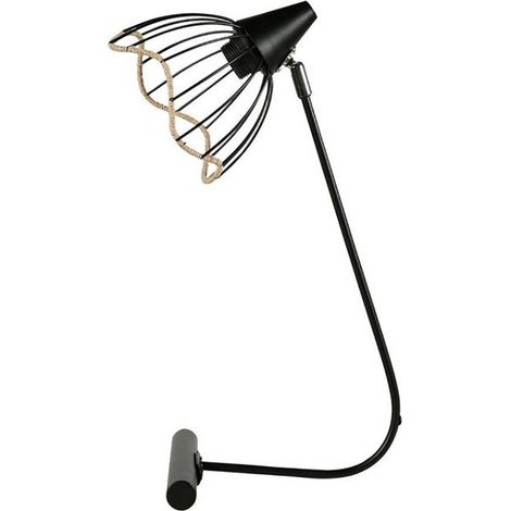 Lampe métal noir abat-jour filaire corde (1/5)