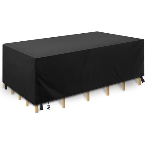 Housse de Protection Imperméable 210D pour Salon de Jardin - Tablier de Table avec Cordon de Serrage (200x160x70cm) - Tissu Oxford Étanche (1/5)