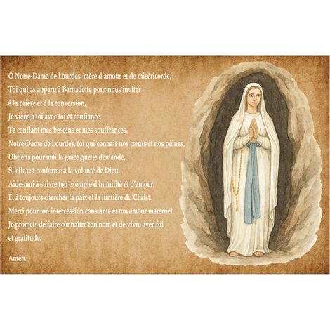 Plaque métal prière Notre Dame de Lourdes 30,5 × 20 cm (1/2)