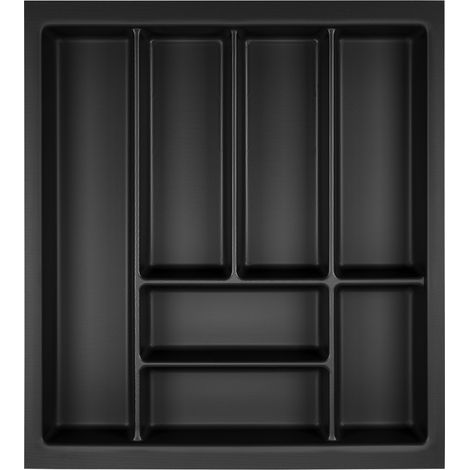 ORGA-BOX Junker Slim Besteckeinsatz 425 x 476 mm Lavagrau mit Perlstruktur für 50er Schränke Küchen Schubladeneinsatz passgenau für SO SLIM Schubladensystem (1/4)