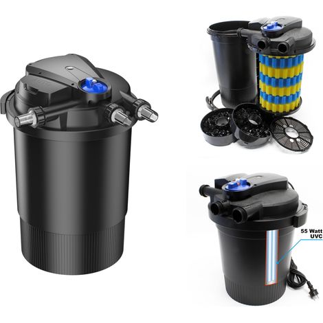 Filtre de bassin, étang à pression UV 55W / 60000L max (1/2)