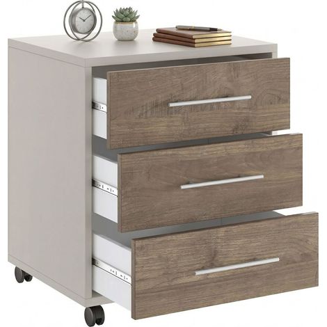 Pisano Kommode, 3 Schubladen, mit Rollen, Schiebeschließung, 43x40x57h cm Beige