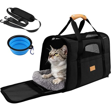 Trasportino per animali, in rete traspirante, pieghevole, nero (1/5)