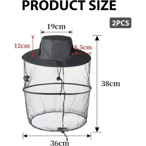 Casquette Moustiquaire - Filet Anti-Insectes Intégré - Pour Safari Randonnée Plein Air - 2 Pièces (1/4)