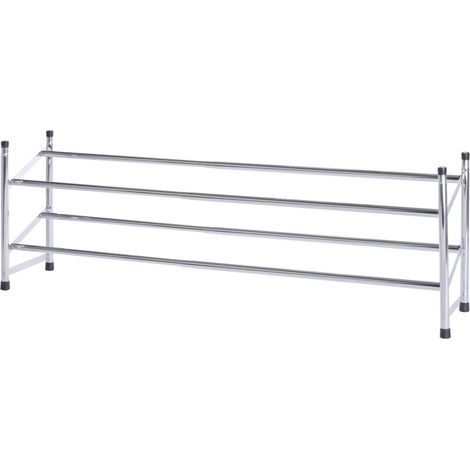 Étagère à chaussures télescopique extensible 64-119cm – Rangement pour 10 paires – Acier chromé – Empilable – Dimensions 64-119x35x23cm