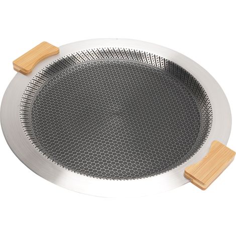 Plaque de cuisson antiadhésive en acier inoxydable SUS304 avec poignées en bois amovibles anti-brûlures pour barbecue en extérieur (1/5)