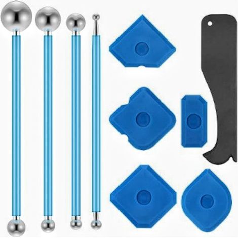 Ensemble de 10 Pièces Lisseur Joint,Outils de Finition pour Calfeutrage, Multifonction Kit de Grattoir à Joints Boule en Métal, Enleve Joint pour Cuisine, Chambre Joint Salle de Bain (1/5)