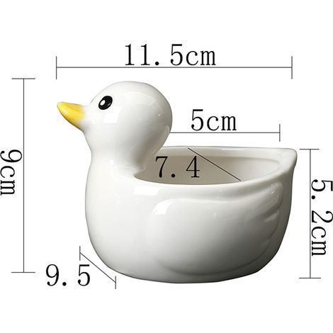 Pot de fleurs canard en céramique, décoration intérieure et extérieure, blanc (1/5)