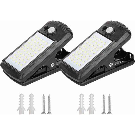 Ortviai Lampes solaires avec capteur de mouvement, clipables IP65, 2 modes d’éclairage, 40 LED, pour extérieur (2 unités) (1/5)