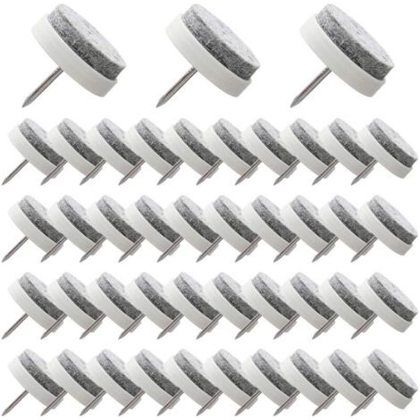 50 Pcs Patin Chaise a Clouer 24mm Blanc Tampon Chaise en Feutre pour Protéger Pieds des Meubles (1/5)