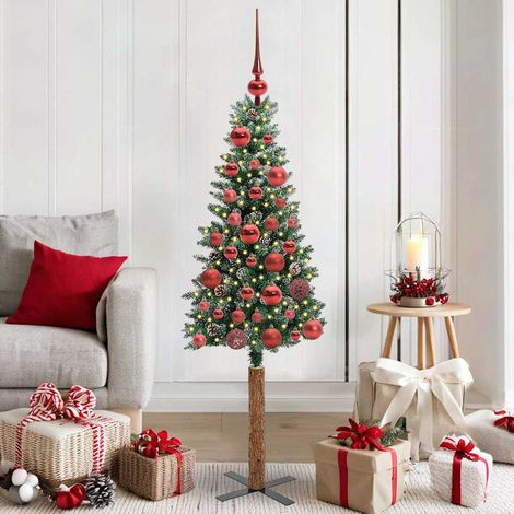 vidaXL Schlanker Weihnachtsbaum mit 150 LEDs mit Ständer Grün 150 cm (1/5)