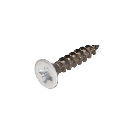 VBA Vis bois agglo Inox A2 Tête fraisée Pozi 4X20 Laqué blanc 9016-1 pièce