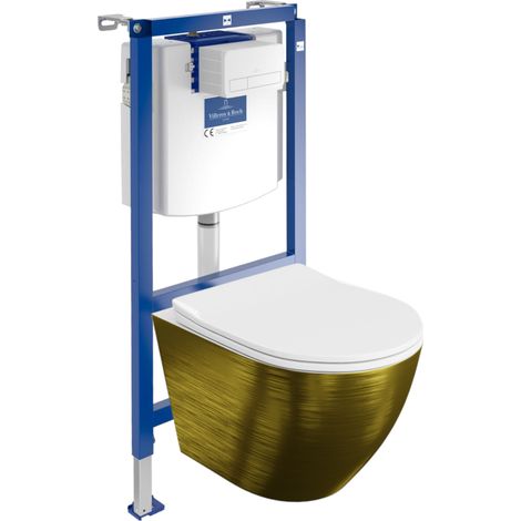 VILLEROY&BOCH WC Set mit Vorwandelement, Wand-WC und Spülknopf (1/5)