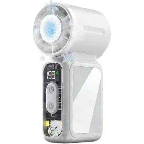 Mini Ventilateur Portable à Main,Petit Ventilateur de Poche avec compresse de glace,rechargeable format compact idéal pour voyages, concerts,camping et le maquillage avec miroir intégré