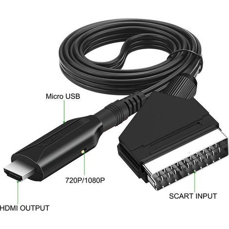 [Convertisseur Audio/Vidéo] Adaptateur SCART vers HDMI 1080p avec Câble 1m pour Décodeurs et Consoles de Jeux (1/4)