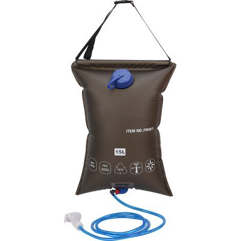 Faltbarer Duschsack mit 15 Litern Fassungsvermögen und Duschkopf für den Outdoor-Einsatz, ideal zum Wandern, Campen, für den Strand und zum Schwimmen. (1/5)