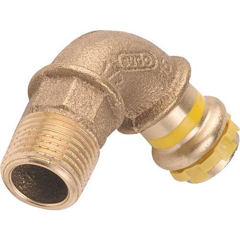 Raccord a sertir en bronze gaz Coude a visser 90° avec filet mâle 22x3/4 PG 4001G Gaz contour V