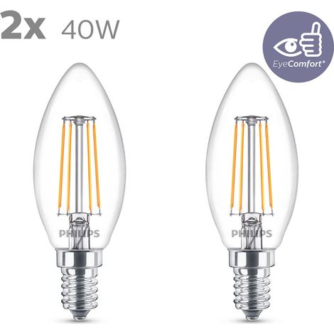 Pack 2 bombilla led philips e14 b35 43w 470lm 2700k ph 929001889767 (1/5)