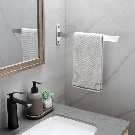 Bathroom Towel Rack Double Towel Holder Wall Mounted Brushed Stainless Steel Silver for Bathroom, Kitchen (1/4)