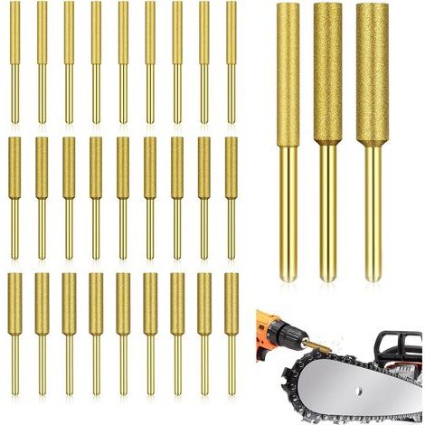 30 Pieces Diamond Milling Cutter, 4, 4.8, 5.5mm Sharpening Guide, Titanium Steel for Chainsaw (1/5)