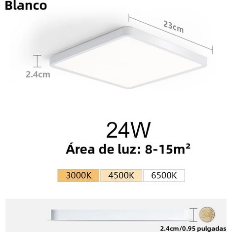 (Lumière blanche naturelle 24 W) Plafonnier LED ultra-fin de 2,4 cm avec motif imitation bois (1/5)