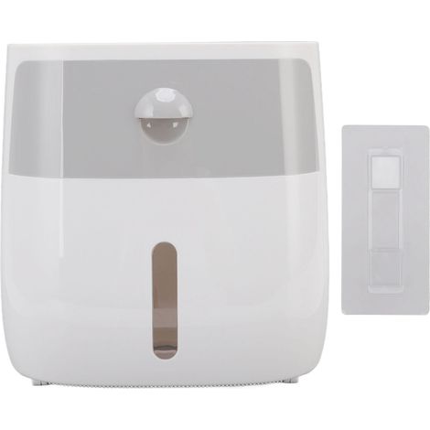 Wasserdichter, wandmontierter Toilettenpapierhalter mit Druckknopf, grau und weiß (1/5)