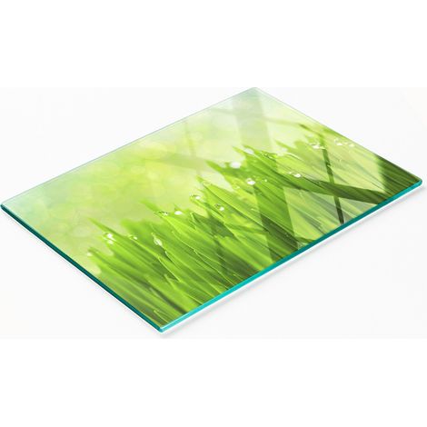 Tagliere e vassoio decorativo in vetro per cucina, a forma di erba sintetica, 80x52 cm. (1/5)