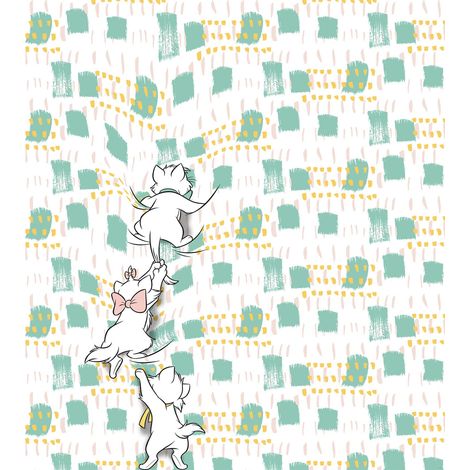 papier peint panoramique Les Aristochats vert menthe et jaune - Disney (1/3)