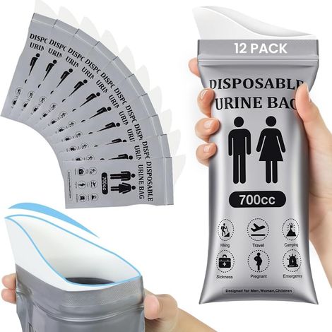 Disposable Urine Bags 12 Pcs, Portable Emergency Urinal Bags (1/5)