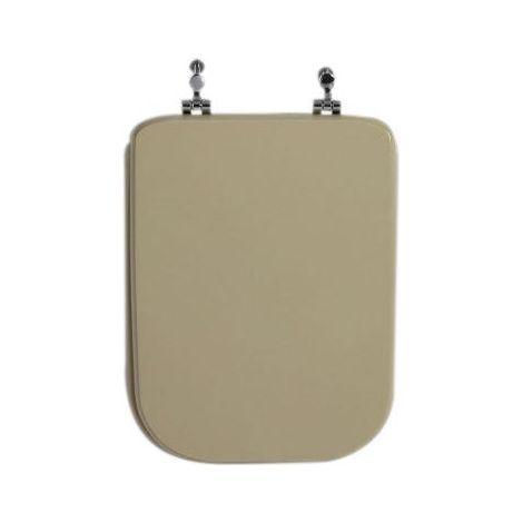 Kiamami Valentina – Abattant WC Conca en bois laqué champagne – Charnières chromées – Compatible avec cuvettes à trous obliques (1/4)