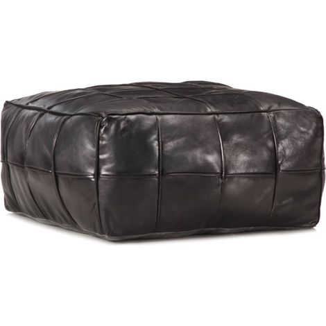 Pouf 60 x 60 x 30 cm Noir Cuir véritable de chèvre (1/4)