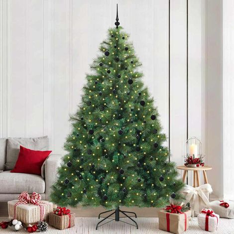vidaXL Artificial Christmas Tree with 300 LEDs Green 240 cm PE and PVC (1/5)