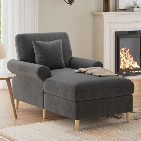 Poltrona relax in velluto con cuscino 133x87x90 cm OKMYHOME (1/5)