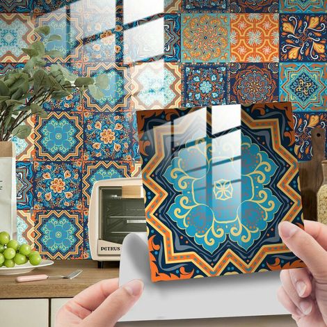 Set mit 20 Mandala-Wandaufklebern, 15 x 15 cm – Umweltfreundliches, wasserfestes PVC – Für Küche und Bad – Einfache Anbringung (1/4)