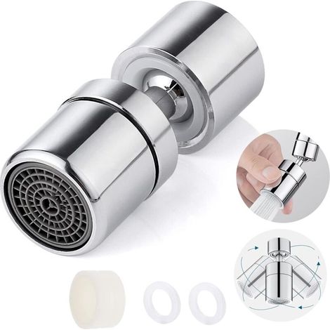 360° drehbarer Wasserhahn-Luftsprudler, M22/M24 Wasserspar-Luftsprudler für Wasserhähne, Wassersparfilter, verstellbare Küchenarmatur-Düse, Sprühkopf – Silber (1/5)