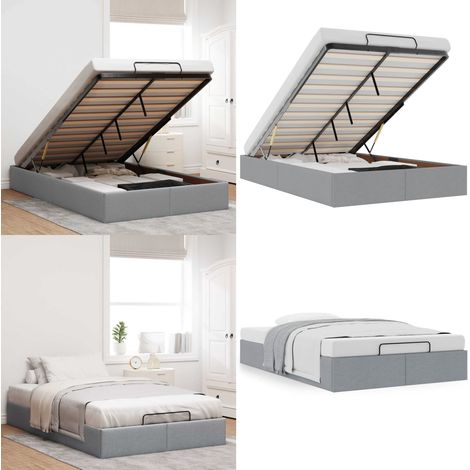 vidaXL Cadre de lit ottoman sans matelas gris clair 120x190 cm tissu (1/5)