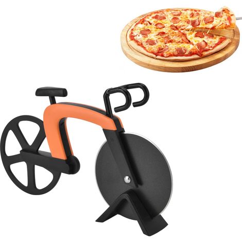 Pizzaschneider, kreatives Küchengerät, fahrradförmiger Pizzaschneider, orange (1/5)