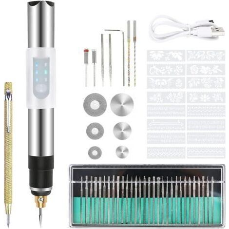 BARKBUSTERS Stylo graveur électrique, kit d'outils de gravure, mini stylo graveur USB, pour métal, verre, bois, pierre, bijoux, clous en céramique (1/5)