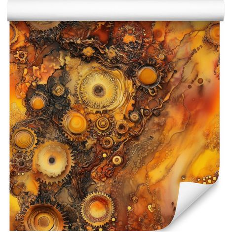 Carta da parati con inchiostro oro e arancione, sfondo dorato per soggiorno e camera da letto 50x1000 (1/5)