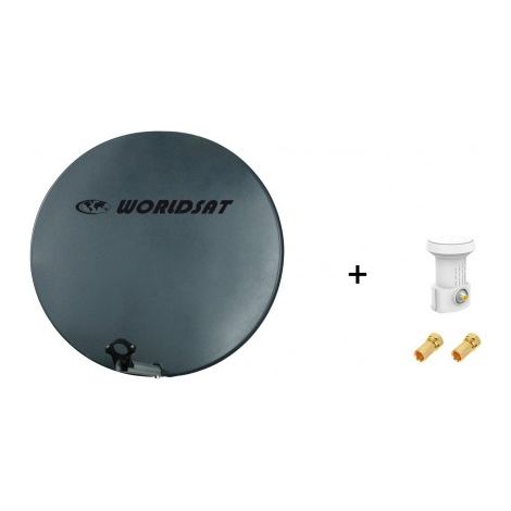 Antenne Parabole Fibre SMC 75 cm Anthracite WORLDSAT + LNB Single 0,1 dB Full HD 1080p 4K Ultra HD + 2 Fiches F Or - Visserie en Inox (1/4)