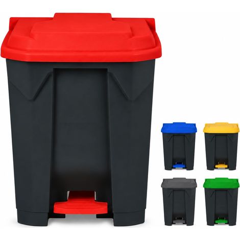 Poubelle à pédale Olaf – Rouge – 50 L (1/5)