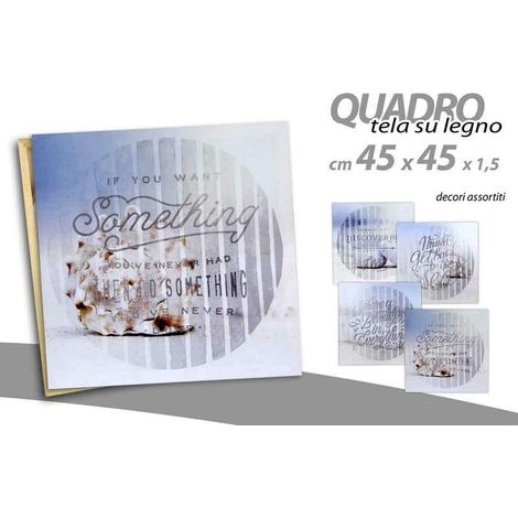 TRADE SHOP - Quadro Quadretto Decorativo 45x45x1,5cm Tela Su Legno Deluxe Decori Ass. 743757 - (1/2)