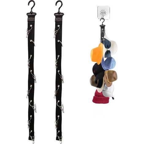 CSPARKV 2 Pièces Porte-Chapeaux de Baseball,Porte Casquette,Support de Casquette,Range Casquette avec 16 Clipset,Convient à tous les types de chapeaux. (noir) (1/4)