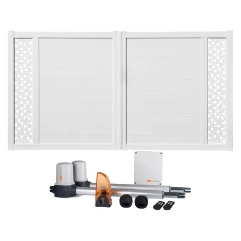 Portail battant électrique PVC blanc avec moteur Sentinel H 140 x L 300 ARLES DÉCOR CARRÉ
