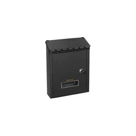 1PZ CASSETTA POSTALE MEDIA TETTO CHIAVE CILINDRO NERA cm21x7x30h.